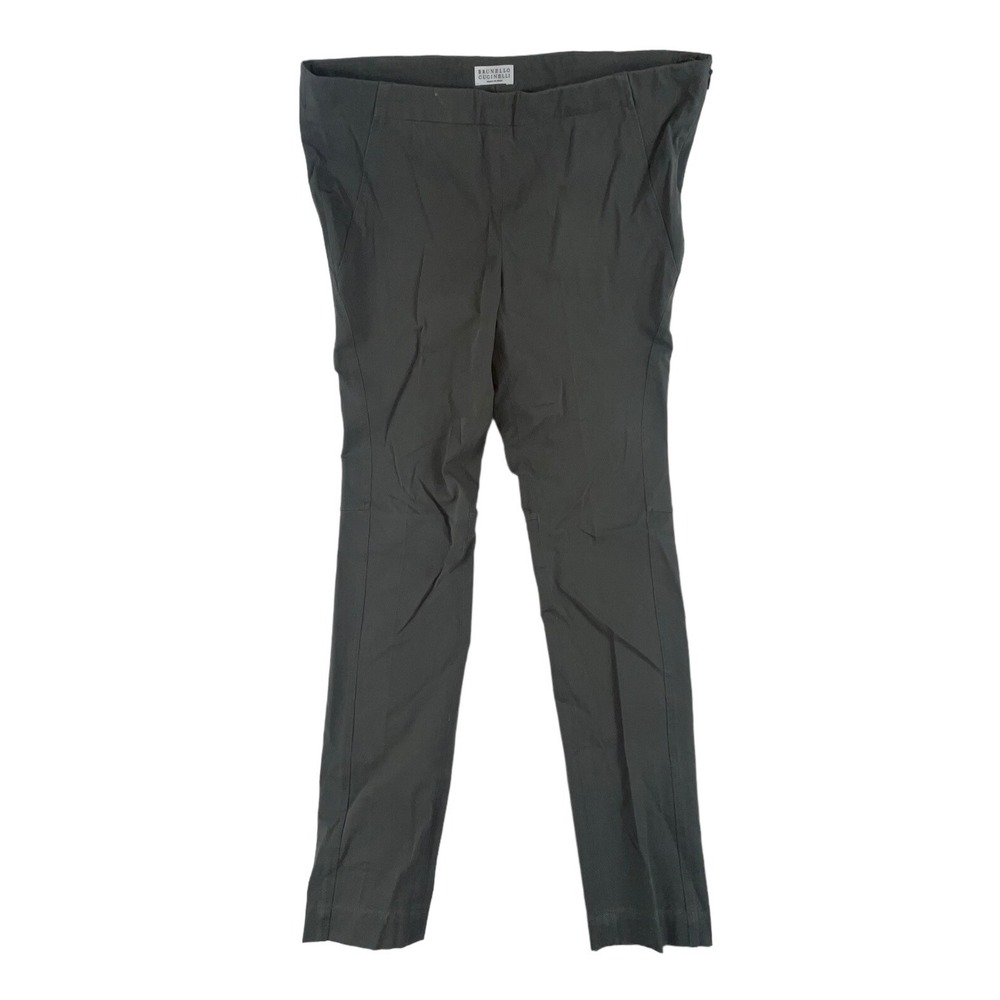 Brunello Cucinelli Gray Stretch Cotton Womens Trouser Size 8 Dress Pants